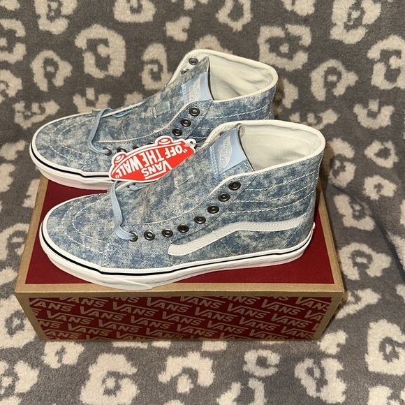 New 🆕 Vans SK8-Hi Tapered Canvas (Denim Destroy Winter Sky Blue Marshmallow) - Picture 6 of 17